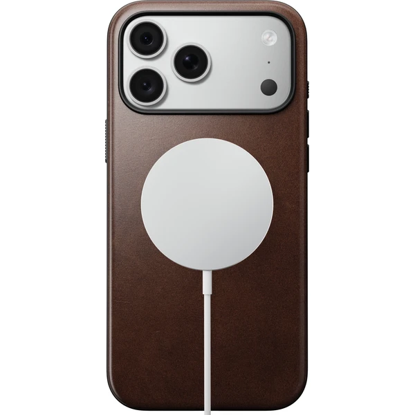 Nomad Modern Leather (Horween) MagSafe kožený kryt iPhone 17 Pro Max/18 Pro Max Rustic Brown - Puzdra - Obrázok fbaf55544aab441f9b660cbe00e01446
