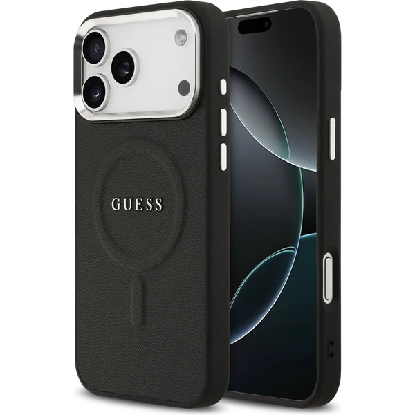 Guess PU Saffiano MagSafe kryt iPhone 17 Pro Max čierny - Puzdra - Hlavný obrázok