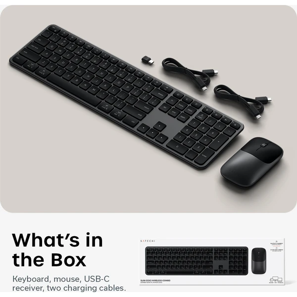 Satechi Slim CEX3 Wireless Combo ((Keyboard and Mouse) - US English - Space Black - Klávesnicové sety - Obrázok fbc74f58ec814b6485ea7531c4bd196e