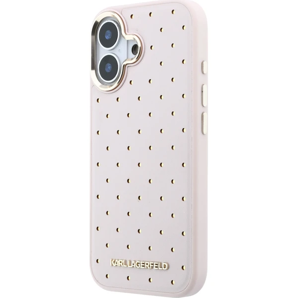 Karl Lagerfeld PU Perforated Gold Dots MagSafe Zadný kryt pre iPhone 17 Pink - Puzdra - Obrázok fbc76b8f258e4ba8bb93a76925fb4892