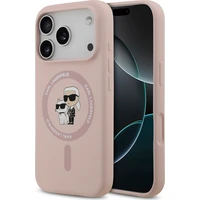 Karl Lagerfeld Liquid Silicone Karl and Choupette MagSafe kryt iPhone 18 Pro růžový - Puzdra