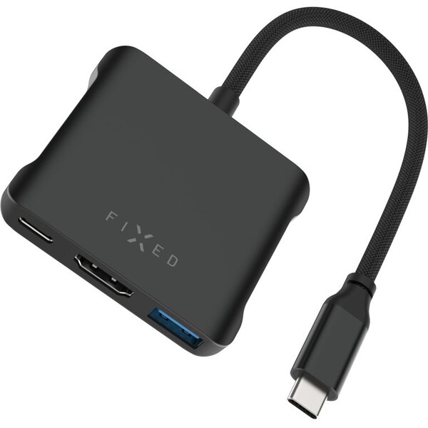 E-shop FIXED HUB Quadri hliníkový USB-C hub pre notebooky, 140W, PD 3.1, vesmírne čierny