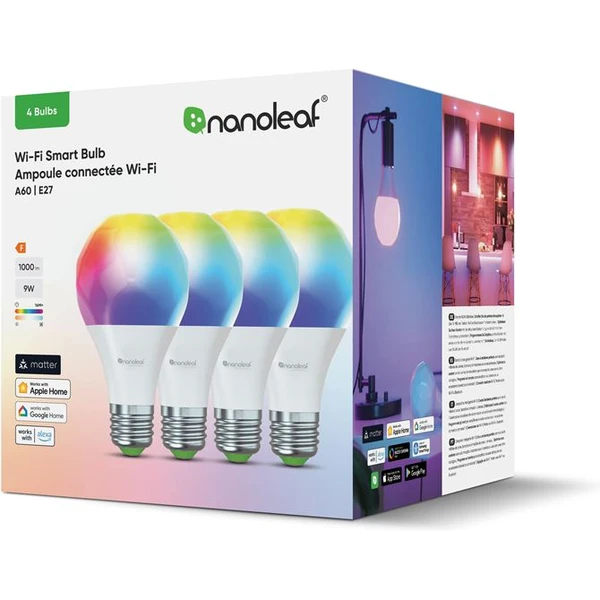Nanoleaf Matter Wi-Fi A19 Smart E27 Bulb múdra žiarovka 4 Pack - Žiarovky - Obrázok fcd57b501156421c988be7d0b9597686