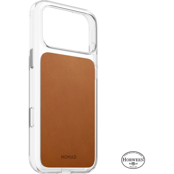 Nomad Clear Leather (Horween) MagSafe kryt iPhone 18 Pro Max Saddle - Puzdra - Hlavný obrázok
