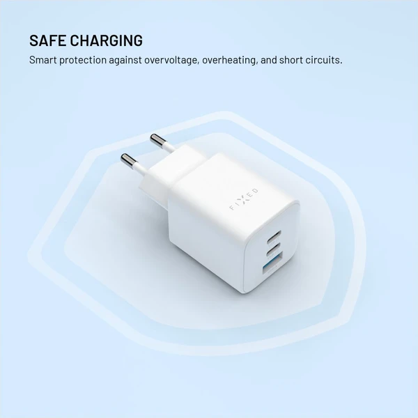 FIXED Mini GaN nabíjačka s 2x USB-C/USB-A a podporou PD, 65W, biela - Nabíjačky - Obrázok fd3f5fa29408441eafcc4ae51374a65f