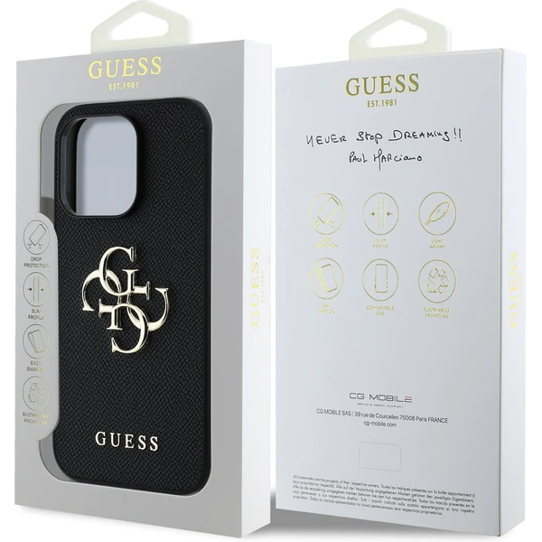 Guess PU Grained 4G Metal Logo kryt iPhone 14 Pre čierny - Puzdra - Obrázok fd7ff2d0797e439ba7145bc87e2da39d