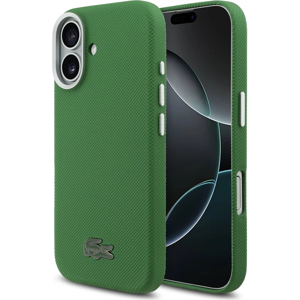 Lacoste Iconic Petit Pique Metal MagSafe kryt iPhone 17 zelený - Puzdra - Hlavný obrázok