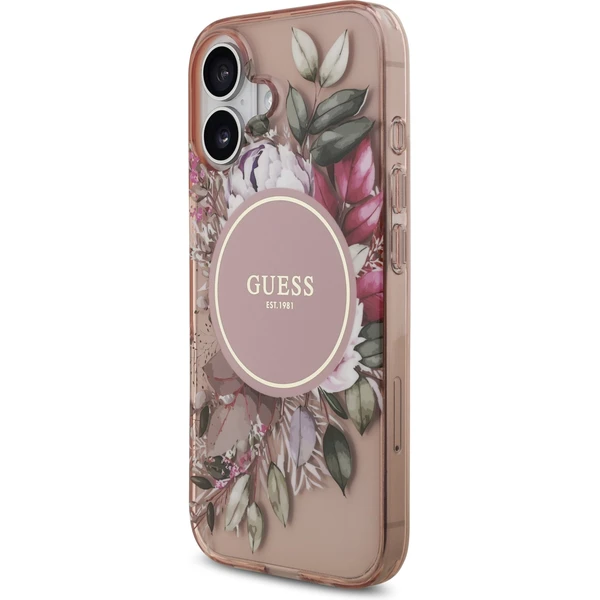 Guess IML Flowers Strap MagSafe kryt iPhone 17 ružový - Puzdra - Obrázok fda644c38307499e854c8d692873e72b