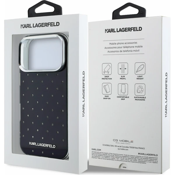 Karl Lagerfeld IML Rhinestones Allover Magsafe Zadný Kryt pre iPhone 18 Pro Max Black - Puzdra - Obrázok fdb0b2b90db54e37a915e5d4a397b850