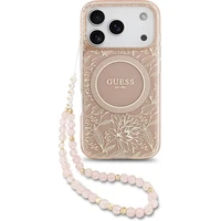 Guess IML Flowers Allover Strap MagSafe kryt iPhone 17 Pro ružový - Puzdra