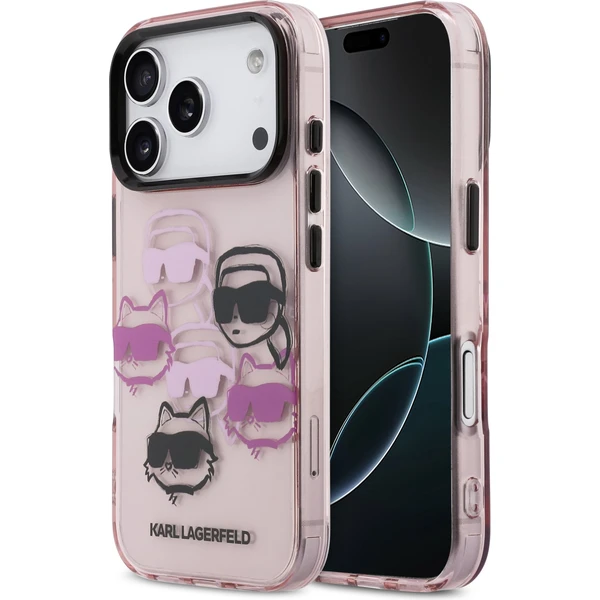 Karl Lagerfeld IML Multi K&CH Heads Zadný Kryt pre iPhone 17 Pro ružový - Puzdra - Hlavný obrázok