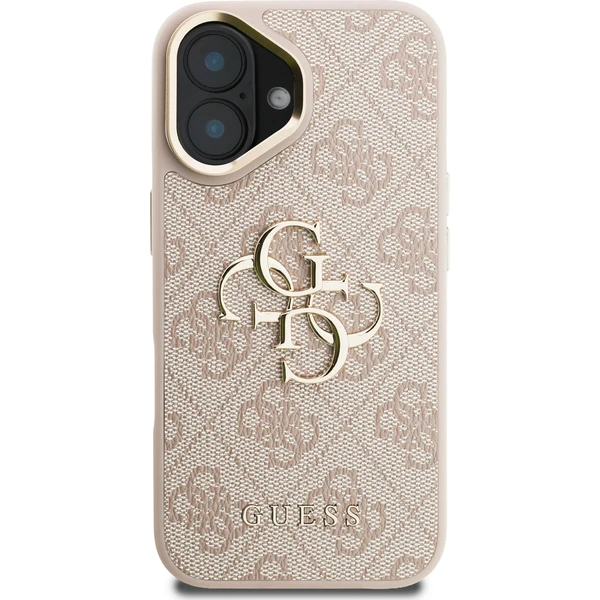 Guess PU 4G Metal Logo Stand Camera Frame kryt iPhone 16 ružový - Puzdra - Obrázok fe176301587e45cda46ebc23ce0dfcbe