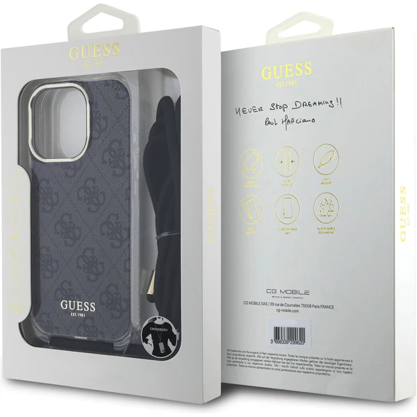 Guess IML 4G Printed Crossbody Popruh kryt iPhone 16 Pre čierny - Puzdra - Obrázok fe344121f9e24e06bd0da9209ab77315