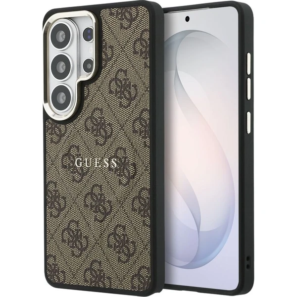 Guess PU Leather 4G Gold Frame Magnetický kryt Samsung Galaxy S26 Ultra hnedý - Puzdra - Hlavný obrázok