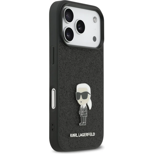 Karl Lagerfeld Fixed Glitter Metal Ikonik kryt iPhone 17 Pro čierny - Puzdra - Obrázok fe73a6b922574564b02ed578e5670895