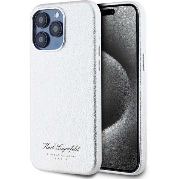 E-shop Karl Lagerfeld Grained PU Hotel RSG zadný kryt pre iPhone 15 Pro Max sivý