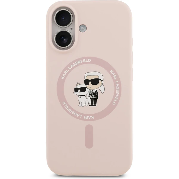 Karl Lagerfeld Liquid Silicone Karl a Choupette MagSafe kryt iPhone 17 ružový - Puzdra - Obrázok fe99bd4934c441358b4ef1a07f381309