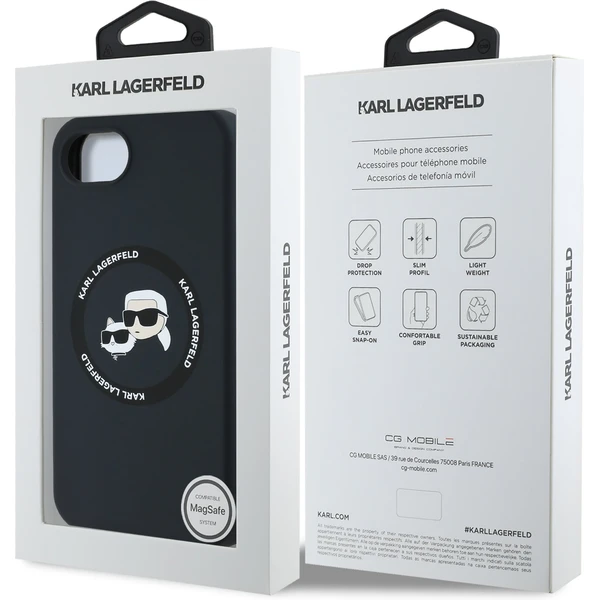 Karl Lagerfeld Liquid Silicone K&CH Heads MagSafe kryt iPhone 17e/16e čierny - Puzdra - Obrázok fea9a63b086042beb8d860bb8f6f41eb