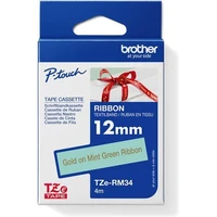 Brother TZe-RM34 textilná páska zlatá na zelenom 12 mm - Pásky pre štítkovače