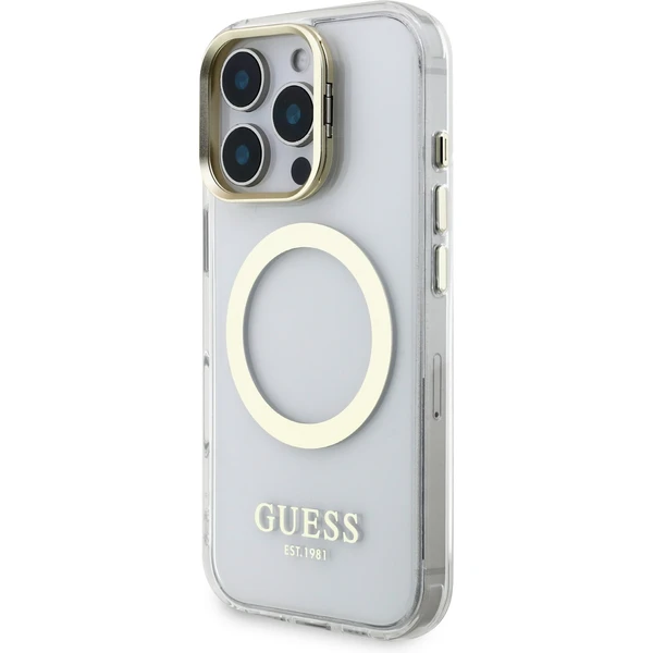 Guess IML Gold Outline Stand Camera Frame MagSafe kryt iPhone 16 Pre Max číry - Puzdra - Obrázok ff040716909d462d8d7b701511324bb8