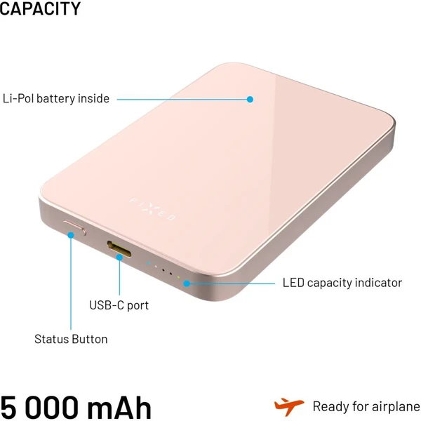 FIXED MagZen 5 Crystal MagSafe/Qi2 powerbanka, 5000mAh, ružová - Powerbanky - Obrázok ff1a56a7f4004cf49be26e2b6b481c49