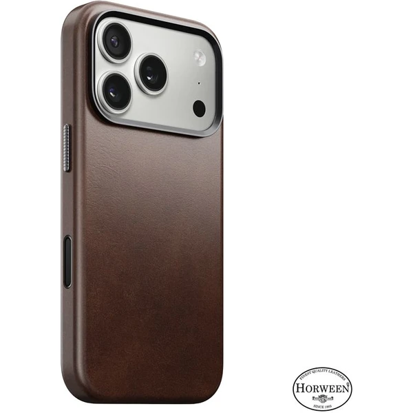 Nomad Traditional Leather Case (Horween) MagSafe kožený kryt iPhone 17 Pro Rustic Brown - Puzdra - Hlavný obrázok