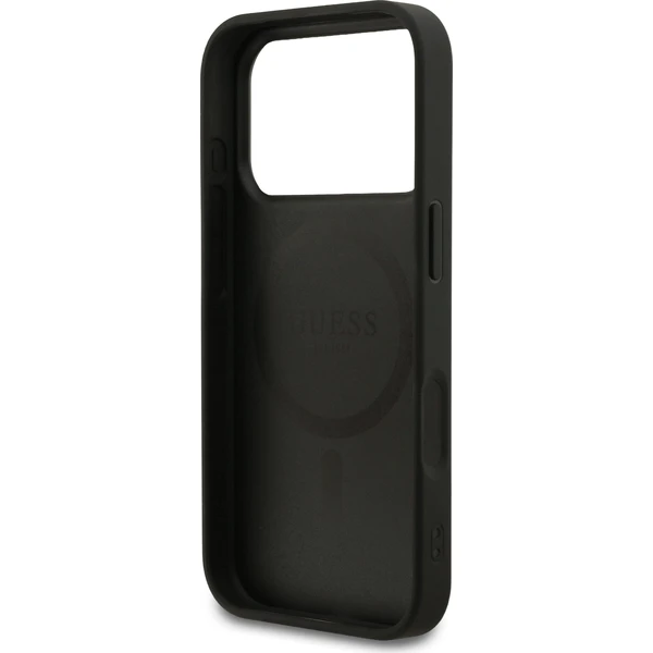 Guess PU Leather 4G Colored Ring MagSafe Zadný Kryt pre iPhone 17 Pro čierny - Puzdra - Obrázok ff6056c221054faba60288e63b5b11d5