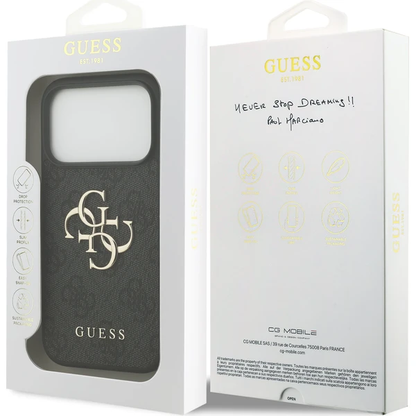 Guess PU 4G Metal Logo Zadný kryt pre iPhone 18 Pro Grey - Puzdra - Obrázok fffb1a1728fb4b74844ecd912ee5a2ec